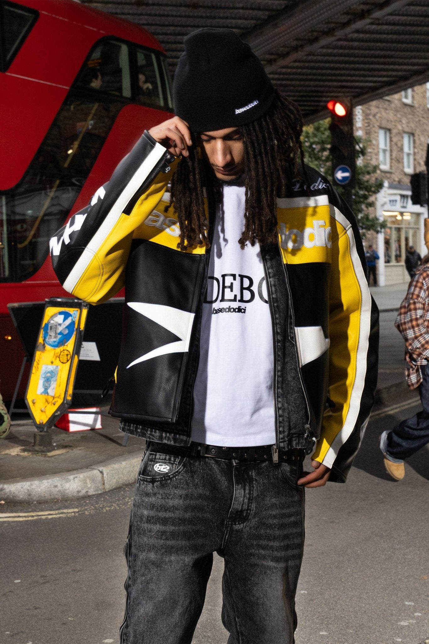 Biker Jacket "RUDEBOY LDN" Money Black/Yellow - BASEDODICI®