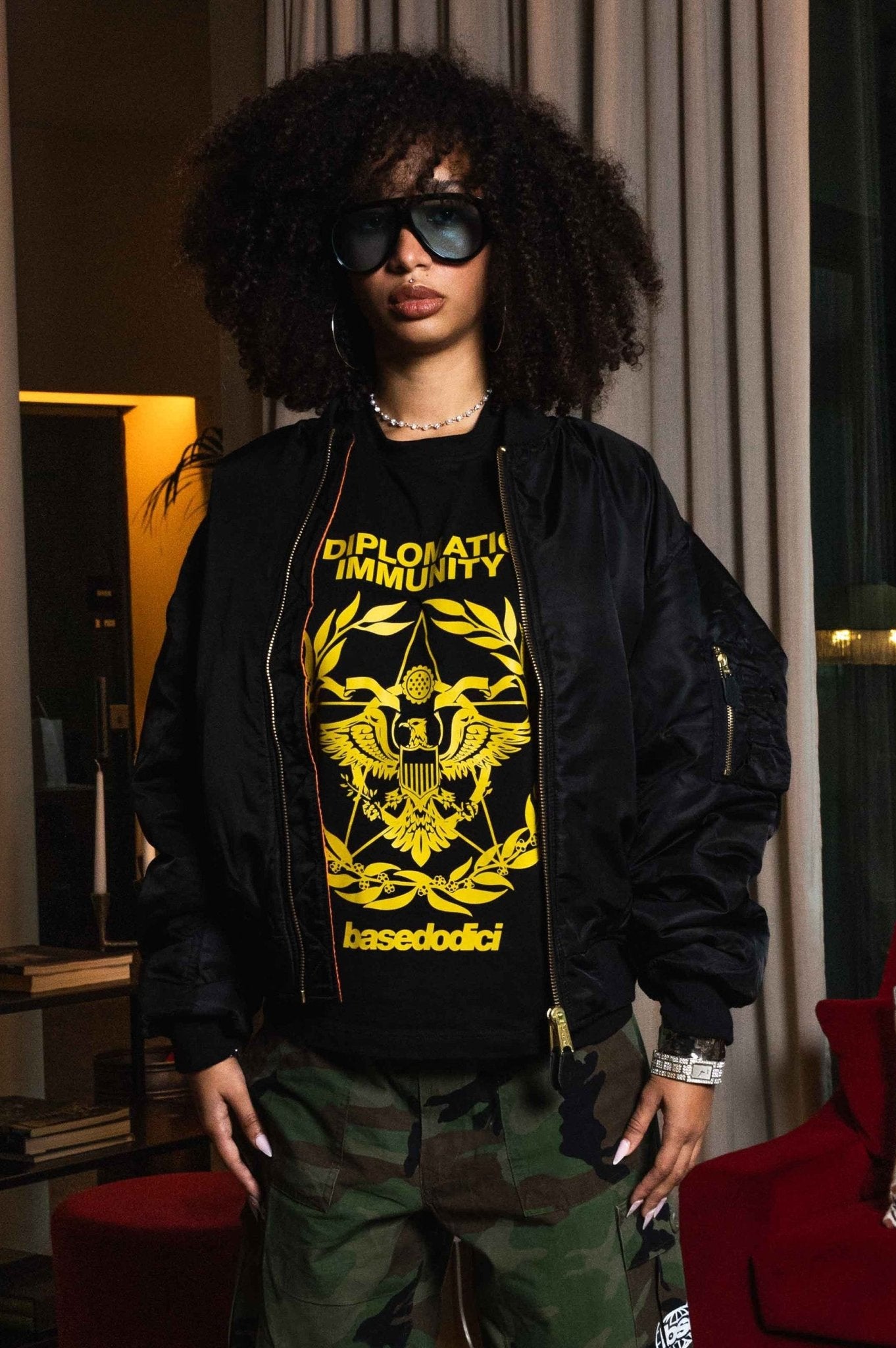 Bomber Jacket "WORLD TOUR" Black - BASEDODICI®
