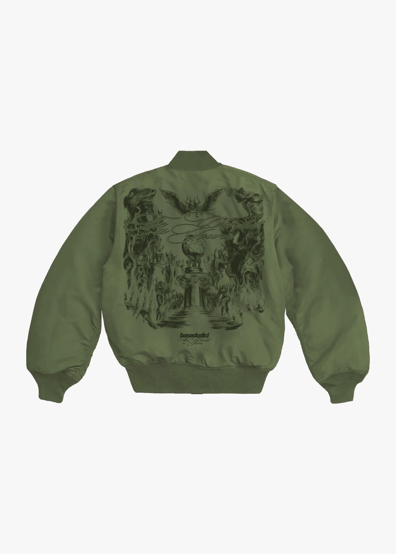 Bomber Jacket "WORLD TOUR" Military Green - BASEDODICI®