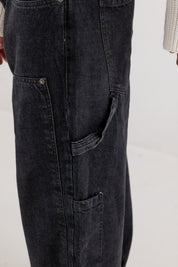 Carpenter Denim Pants “DE LA RUE À LA RUE” Black - BASEDODICI®