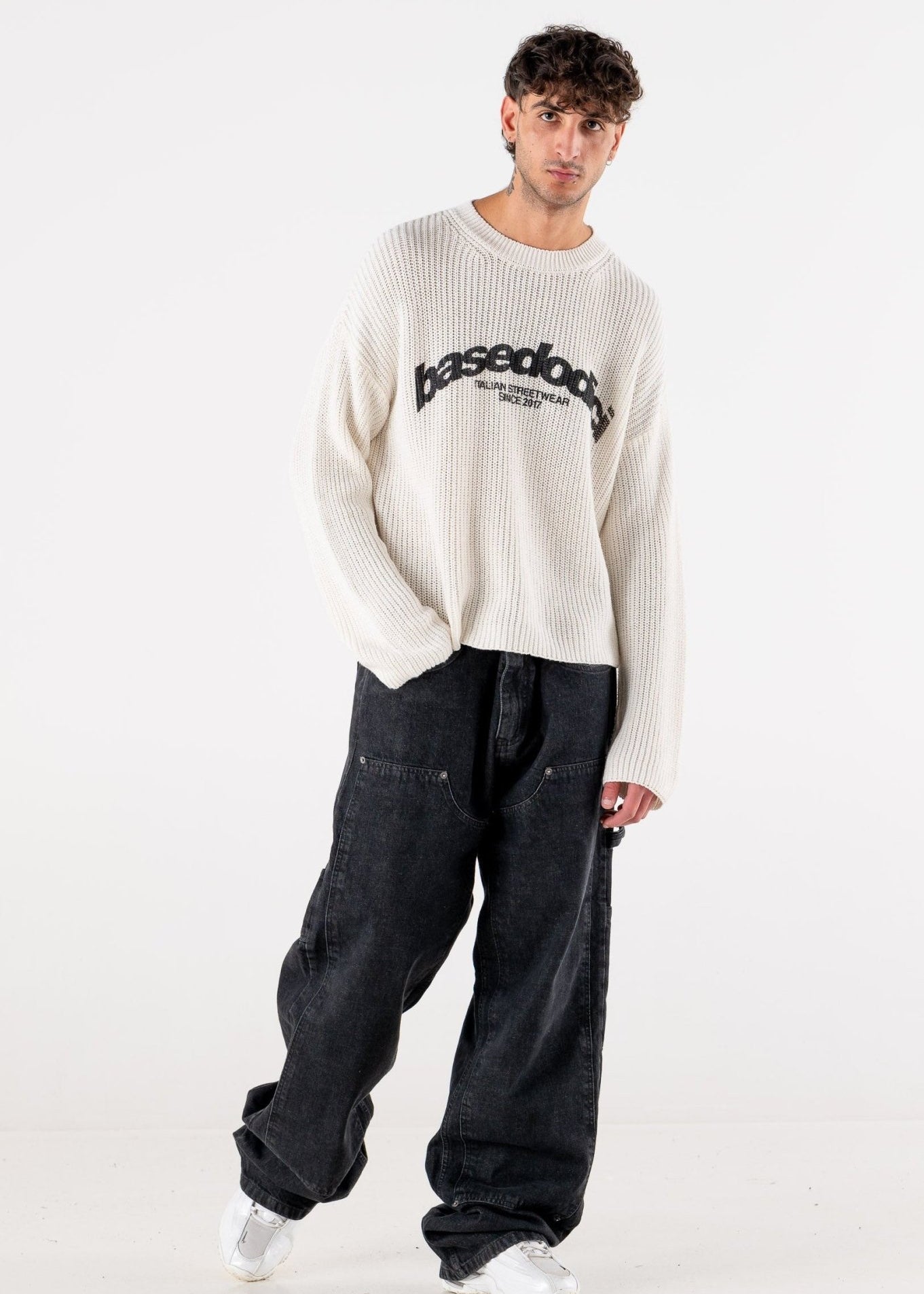Carpenter Denim Pants “DE LA RUE À LA RUE” Black - BASEDODICI®