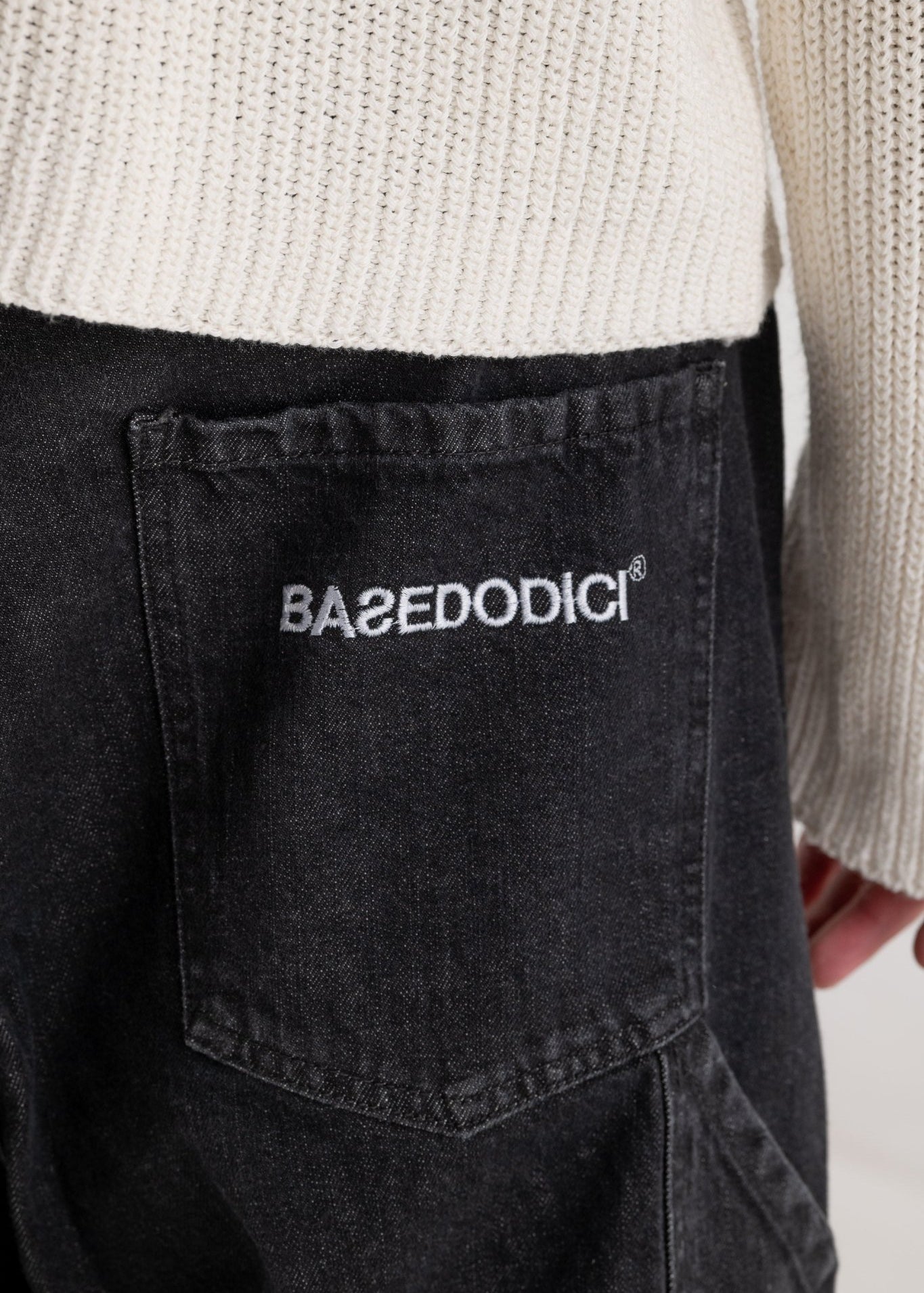 Carpenter Denim Pants “DE LA RUE À LA RUE” Black - BASEDODICI®