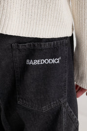 Carpenter Denim Pants “DE LA RUE À LA RUE” Black - BASEDODICI®