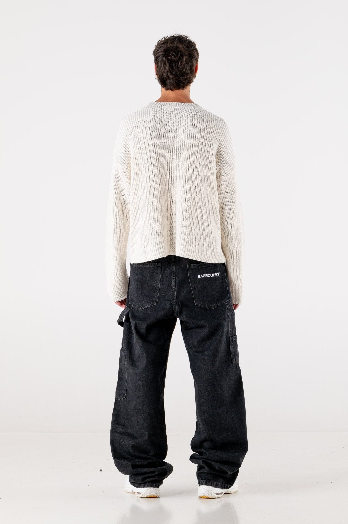 Carpenter Denim Pants “DE LA RUE À LA RUE” Black - BASEDODICI®