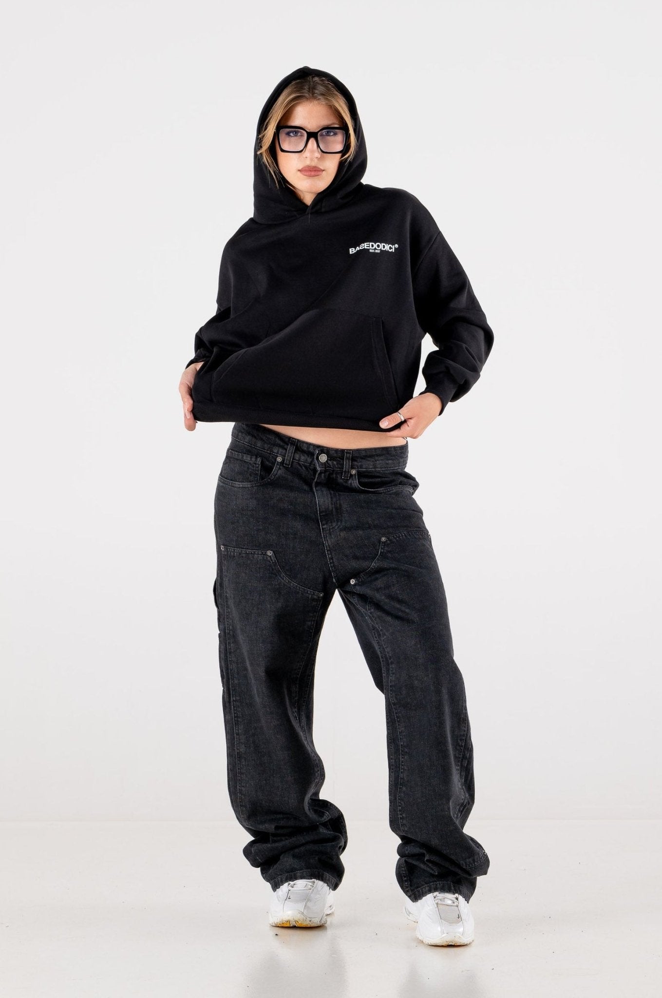 Carpenter Denim Pants “DE LA RUE À LA RUE” Black - BASEDODICI®