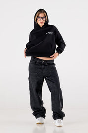 Carpenter Denim Pants “DE LA RUE À LA RUE” Black - BASEDODICI®