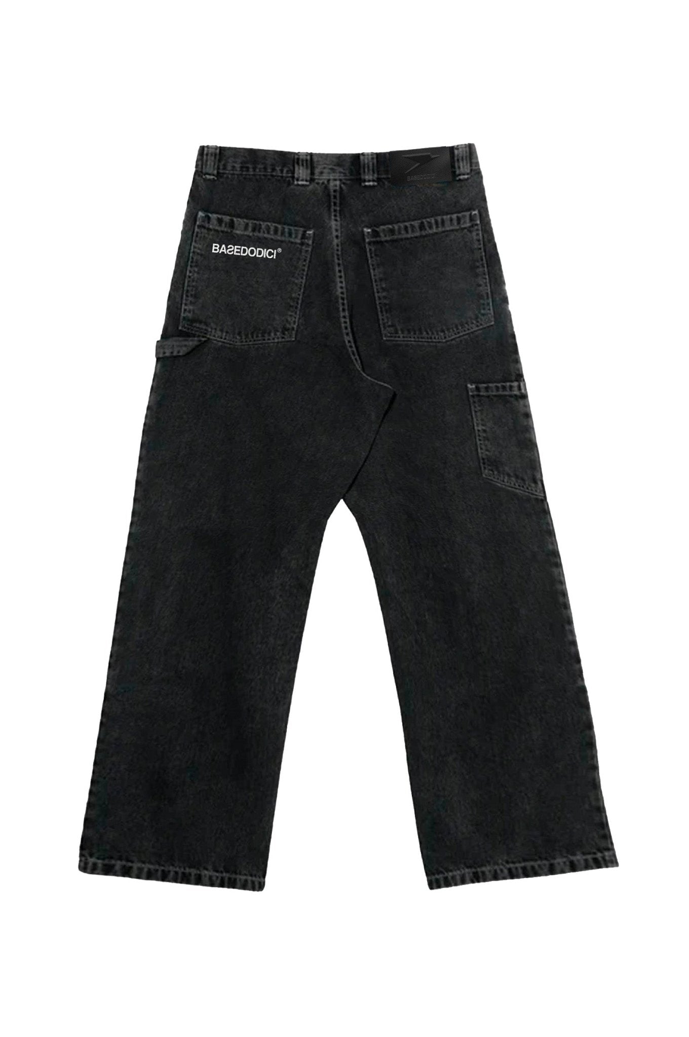 Carpenter Denim Pants “DE LA RUE À LA RUE” Black - BASEDODICI®