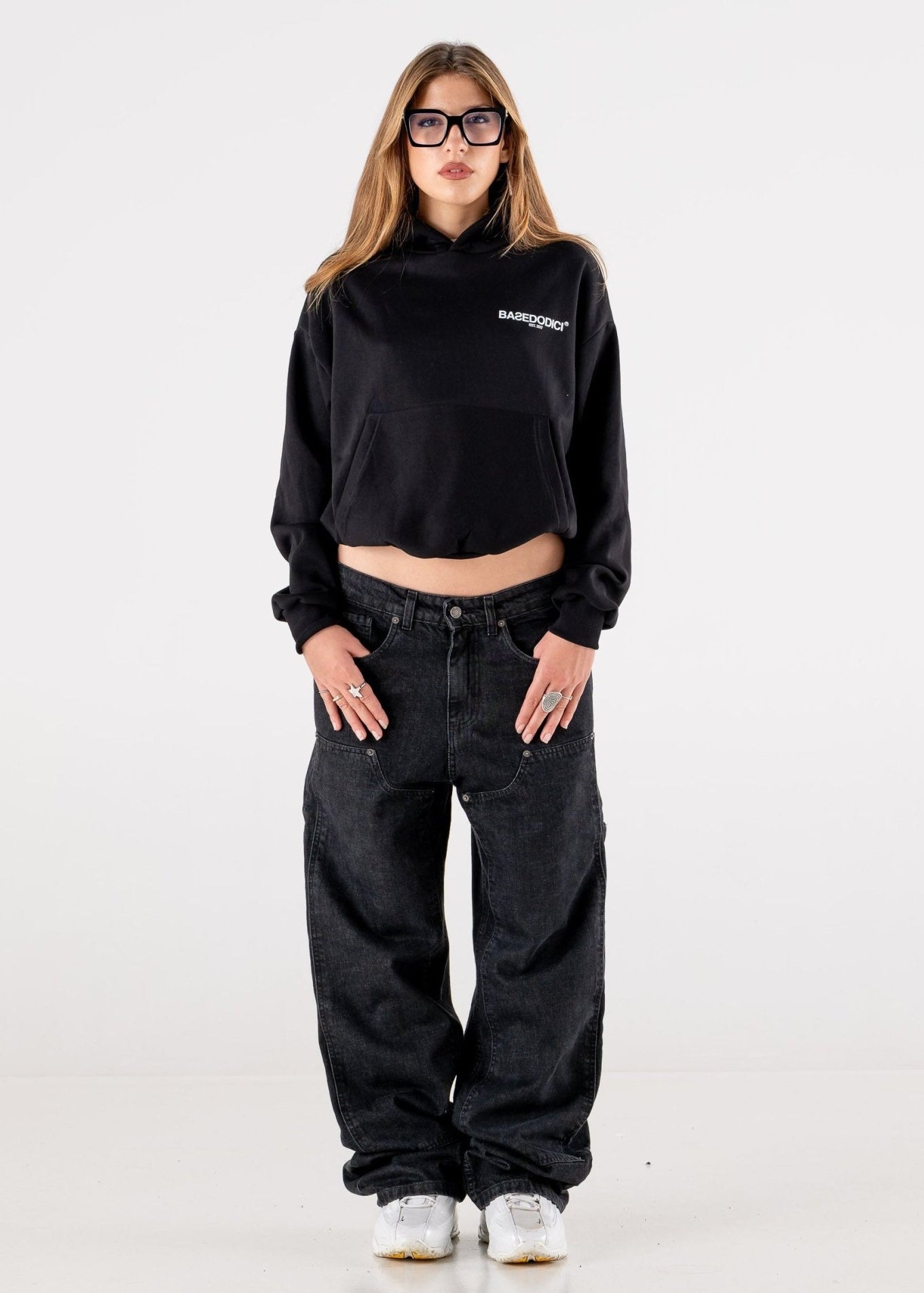 Carpenter Denim Pants “DE LA RUE À LA RUE” Black - BASEDODICI®