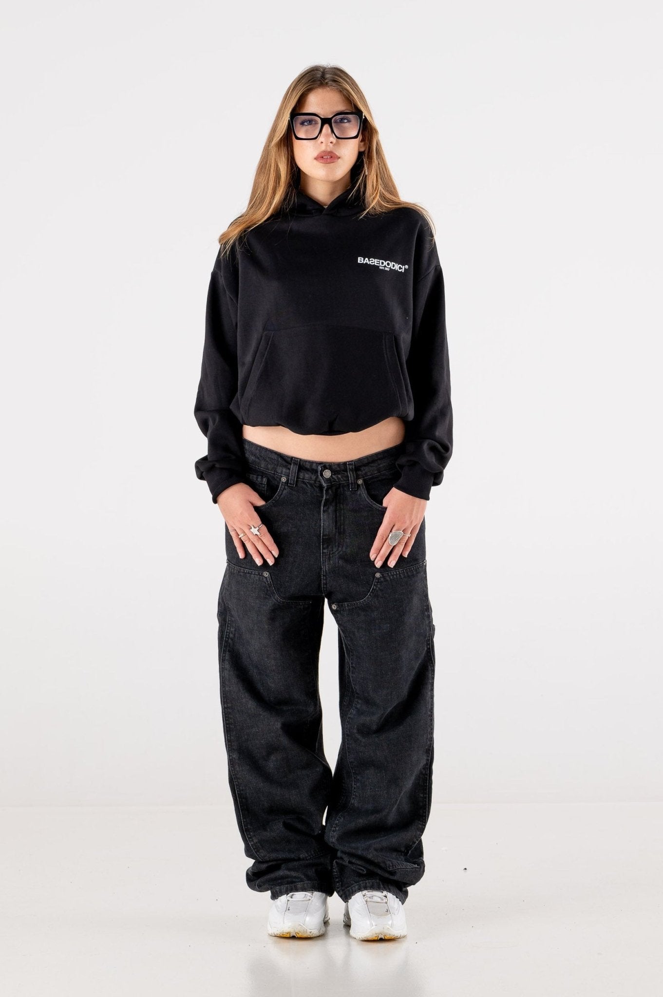 Carpenter Denim Pants “DE LA RUE À LA RUE” Black - BASEDODICI®