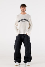 Carpenter Denim Pants “DE LA RUE À LA RUE” Black - BASEDODICI®
