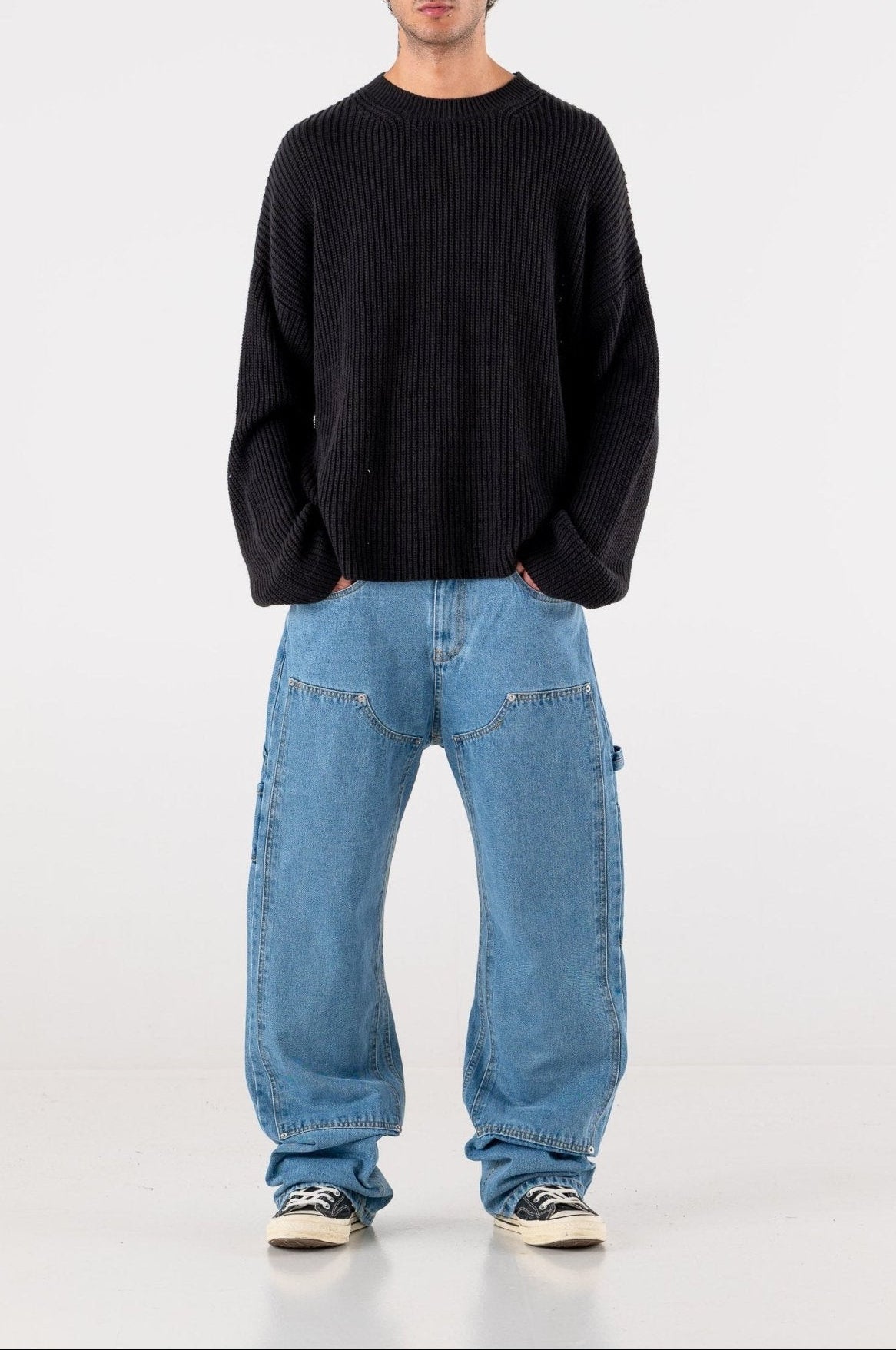 Carpenter Denim Pants “DE LA RUE À LA RUE” Light Blue - BASEDODICI®