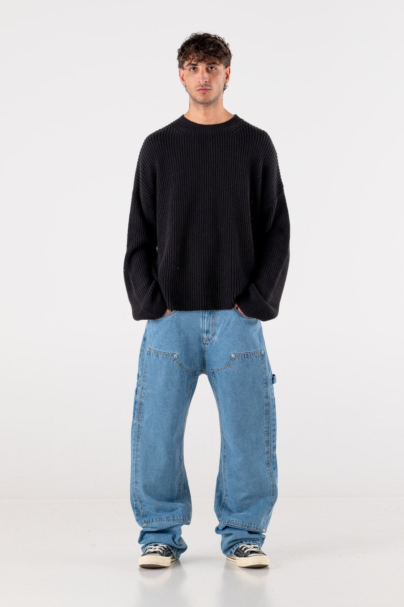 Carpenter Denim Pants “DE LA RUE À LA RUE” Light Blue - BASEDODICI®