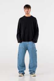 Carpenter Denim Pants “DE LA RUE À LA RUE” Light Blue - BASEDODICI®