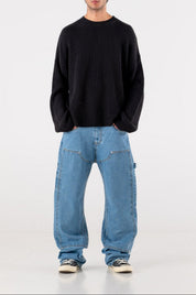 Carpenter Denim Pants “DE LA RUE À LA RUE” Light Blue - BASEDODICI®