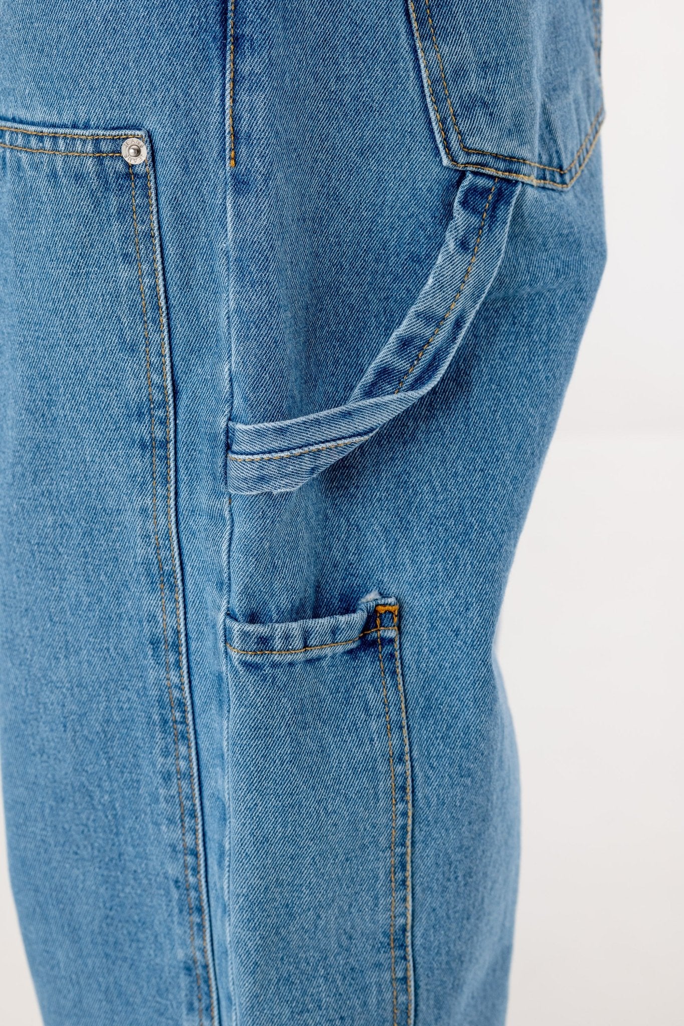 Carpenter Denim Pants “DE LA RUE À LA RUE” Light Blue - BASEDODICI®