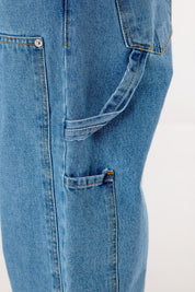 Carpenter Denim Pants “DE LA RUE À LA RUE” Light Blue - BASEDODICI®