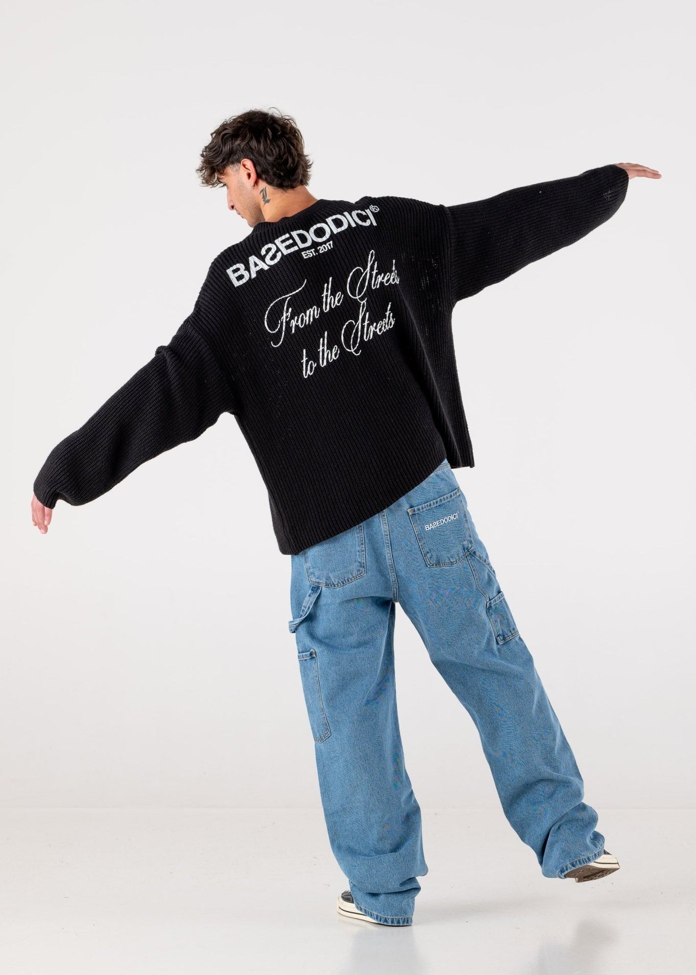 Carpenter Denim Pants “DE LA RUE À LA RUE” Light Blue - BASEDODICI®