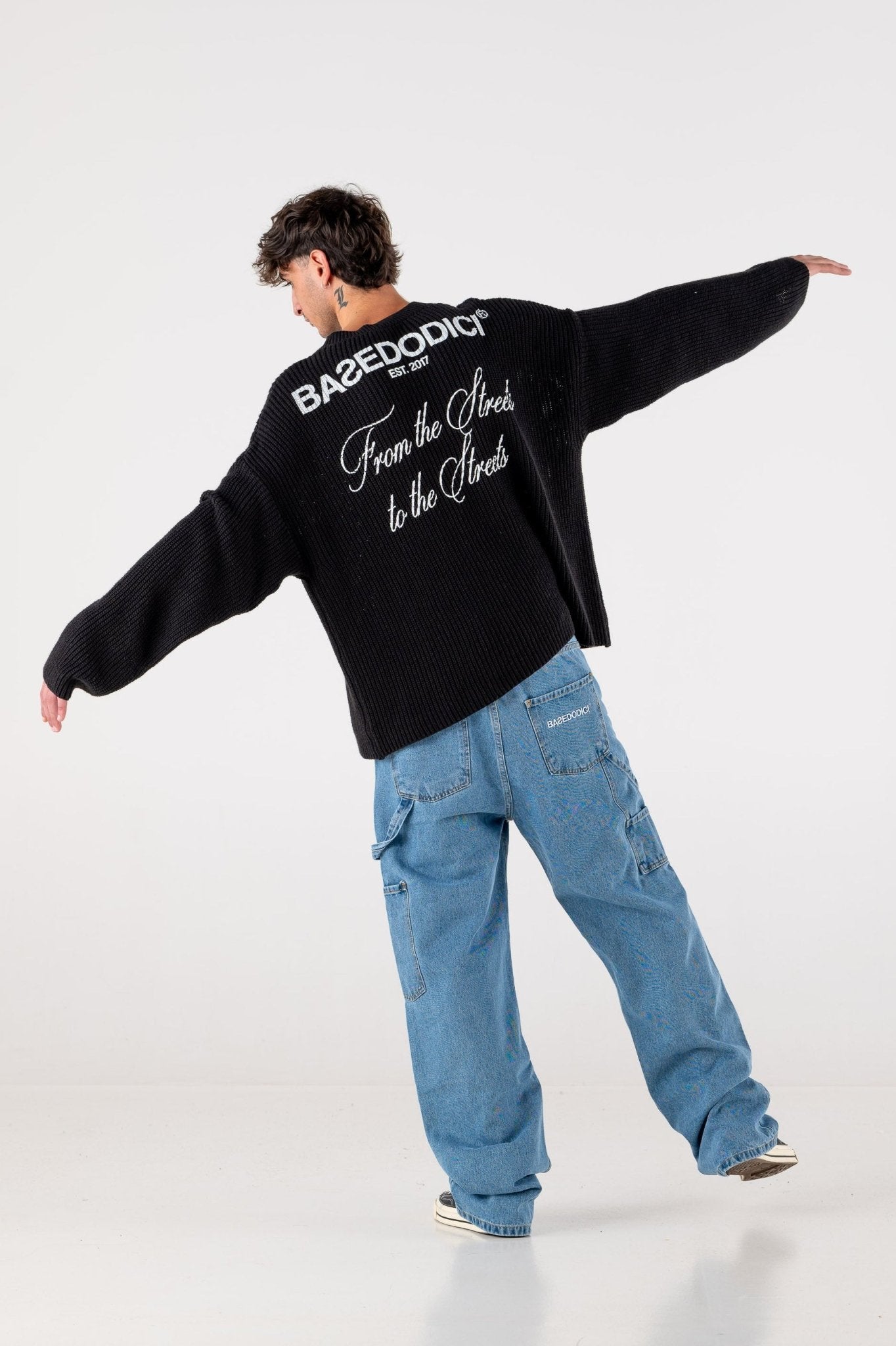 Carpenter Denim Pants “DE LA RUE À LA RUE” Light Blue - BASEDODICI®