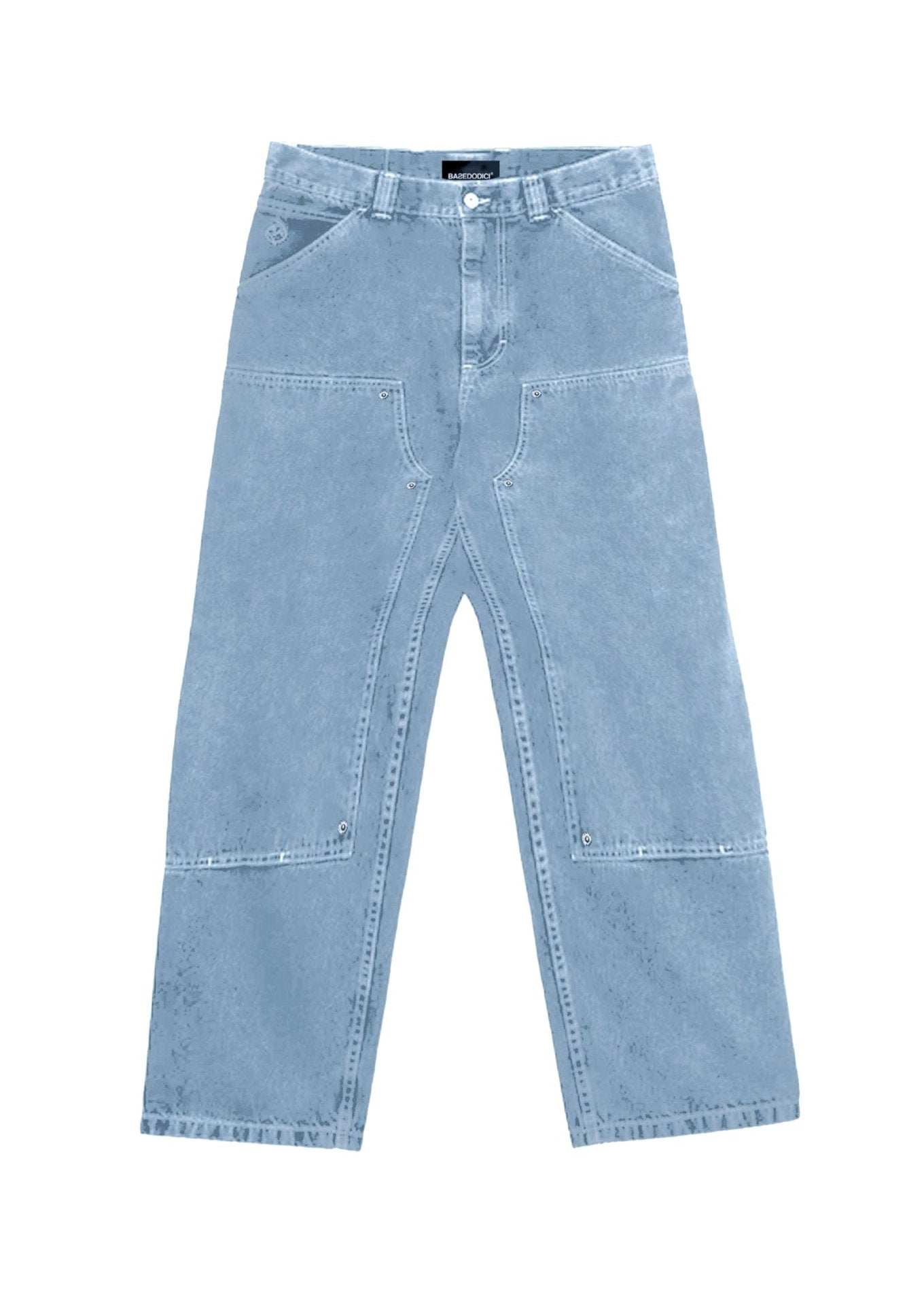 Carpenter Denim Pants “DE LA RUE À LA RUE” Light Blue - BASEDODICI®