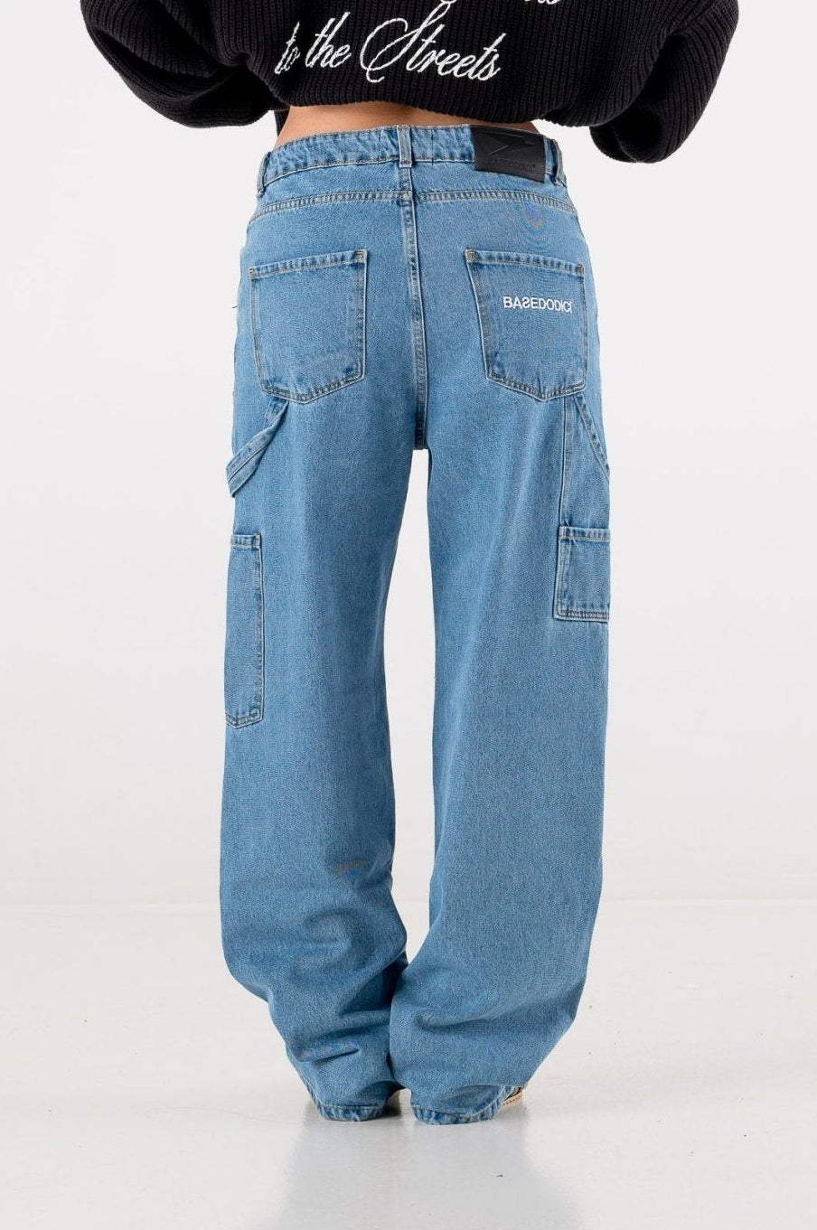Carpenter Denim Pants “DE LA RUE À LA RUE” Light Blue - BASEDODICI®