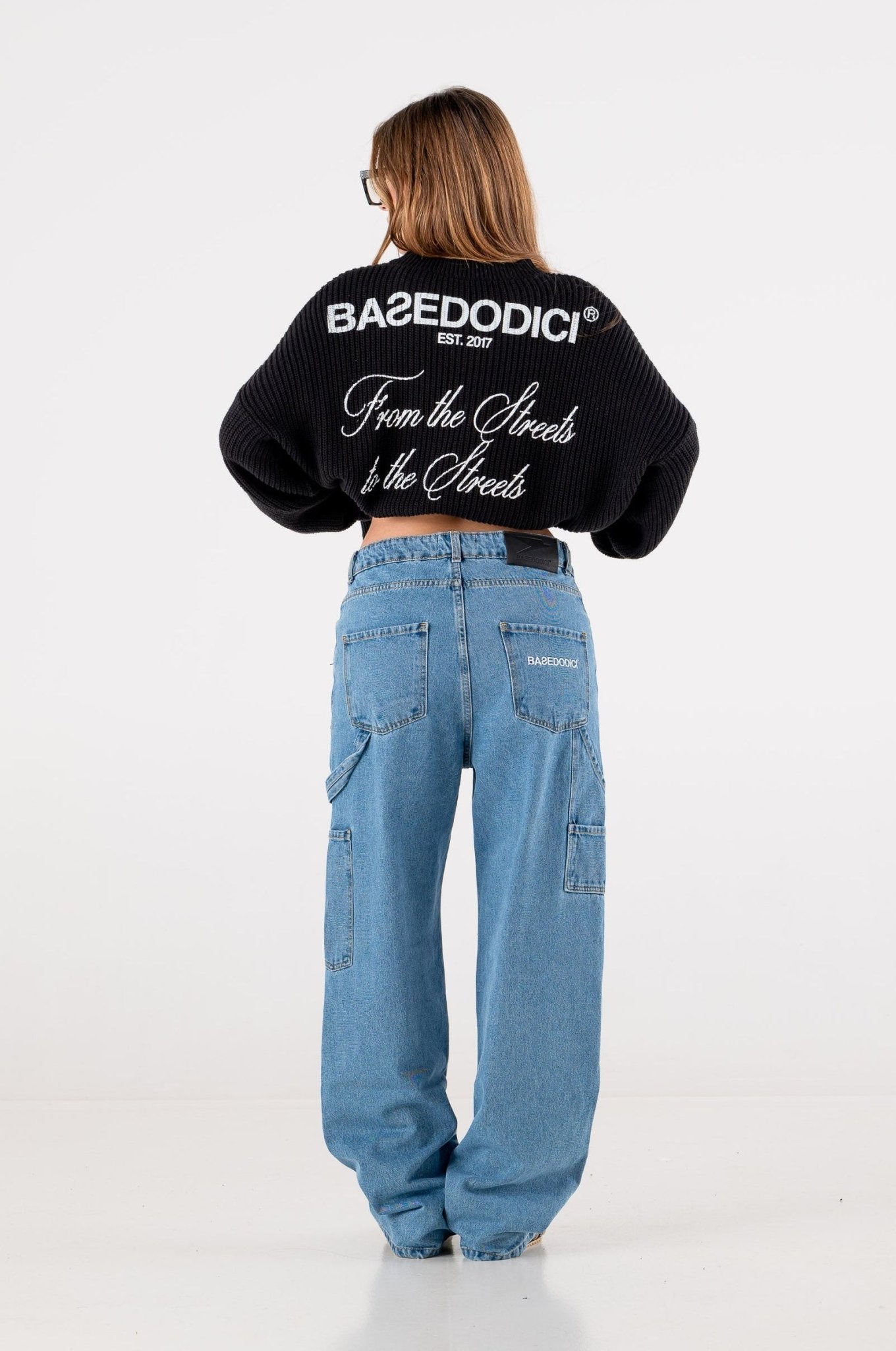 Carpenter Denim Pants “DE LA RUE À LA RUE” Light Blue - BASEDODICI®