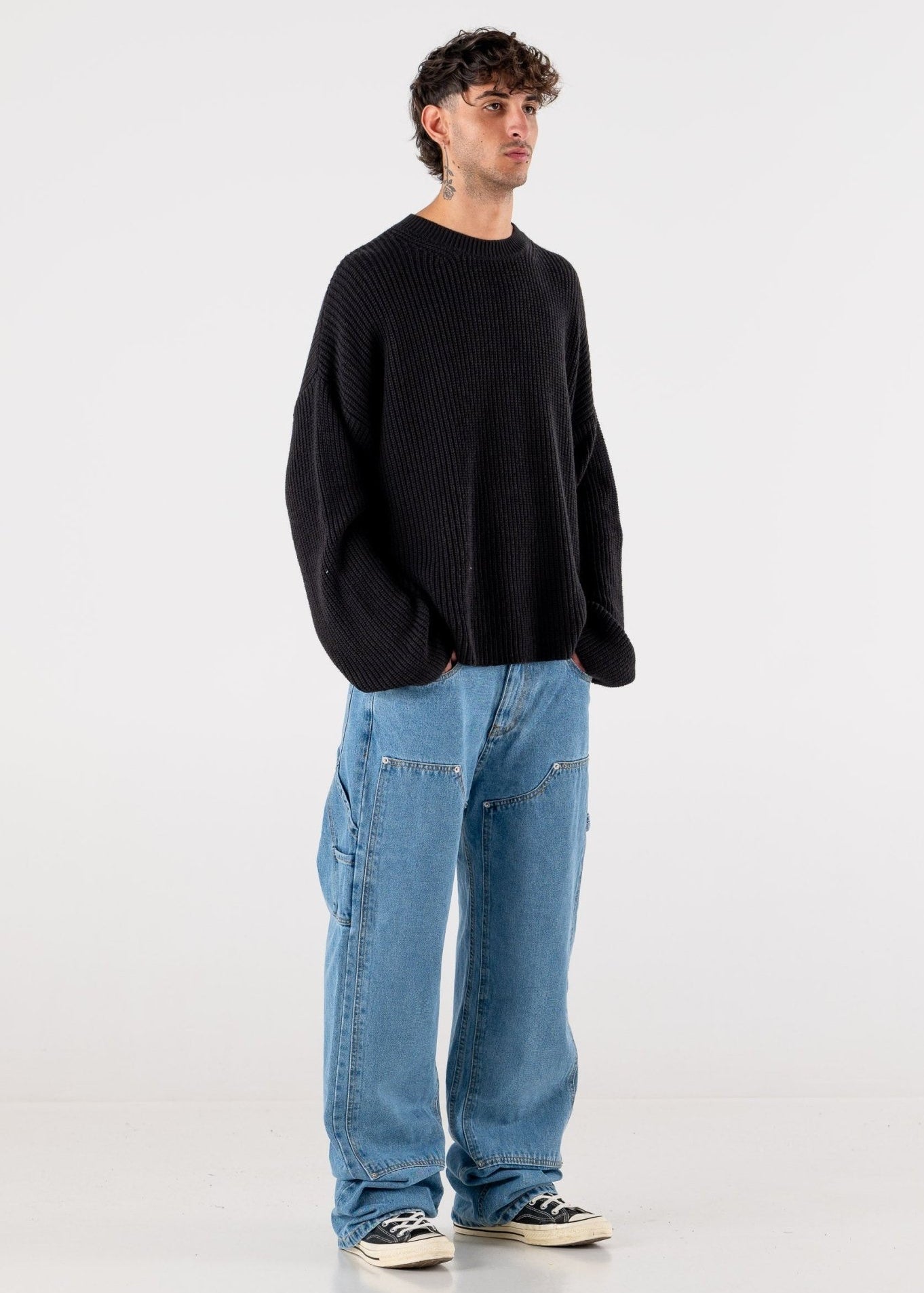 Carpenter Denim Pants “DE LA RUE À LA RUE” Light Blue - BASEDODICI®