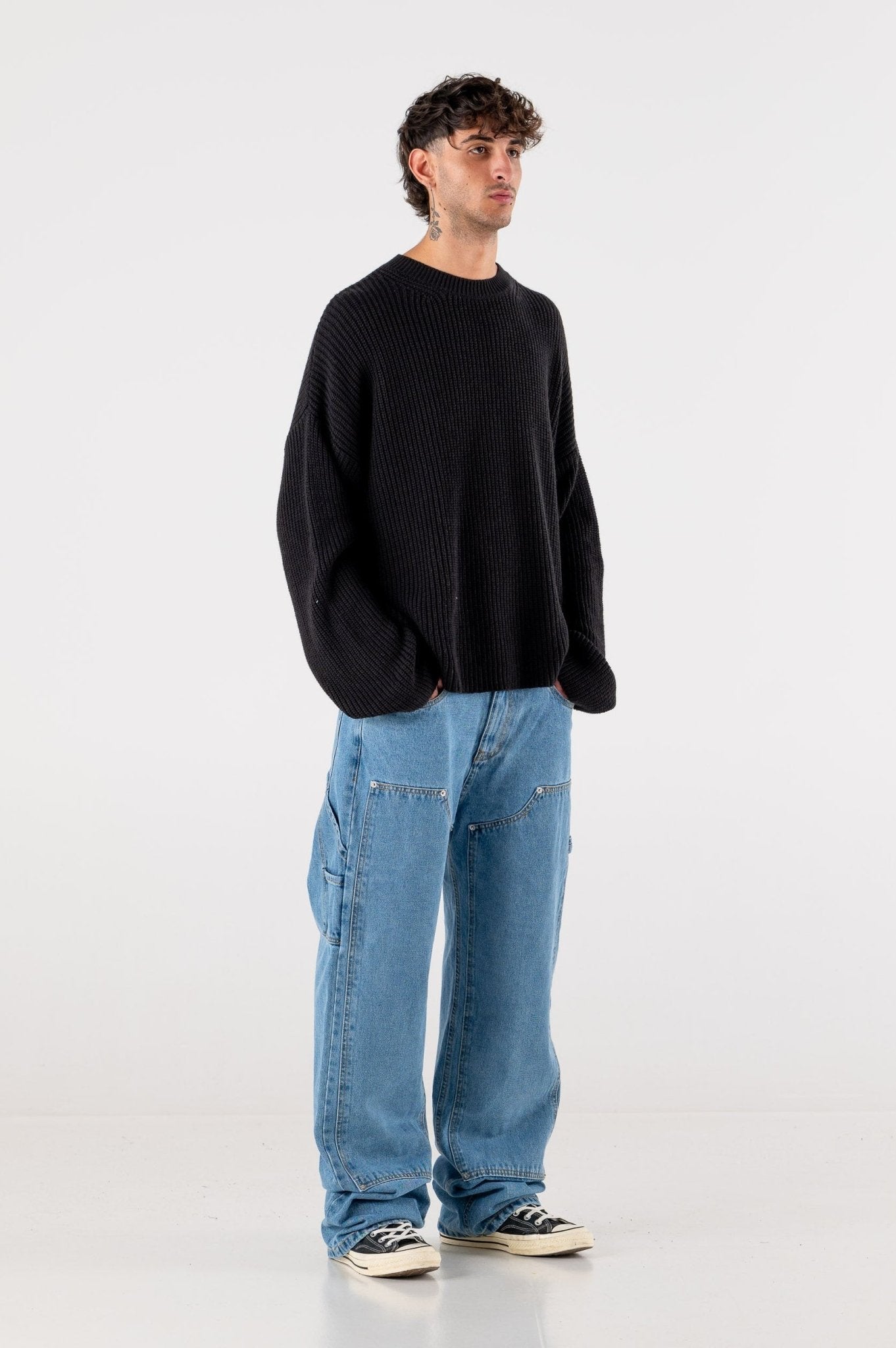 Carpenter Denim Pants “DE LA RUE À LA RUE” Light Blue - BASEDODICI®