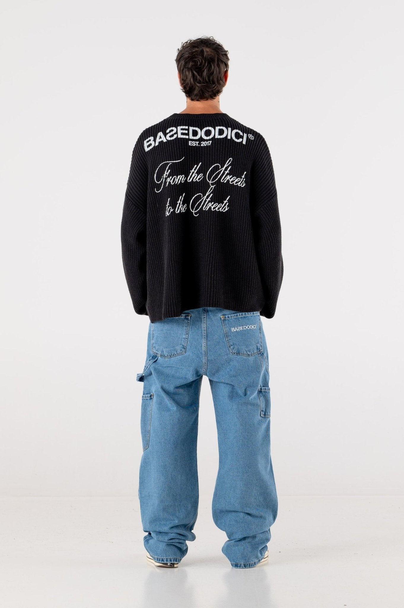 Carpenter Denim Pants “DE LA RUE À LA RUE” Light Blue - BASEDODICI®