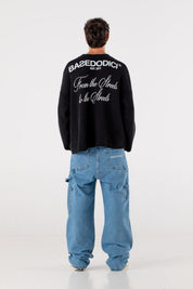 Carpenter Denim Pants “DE LA RUE À LA RUE” Light Blue - BASEDODICI®