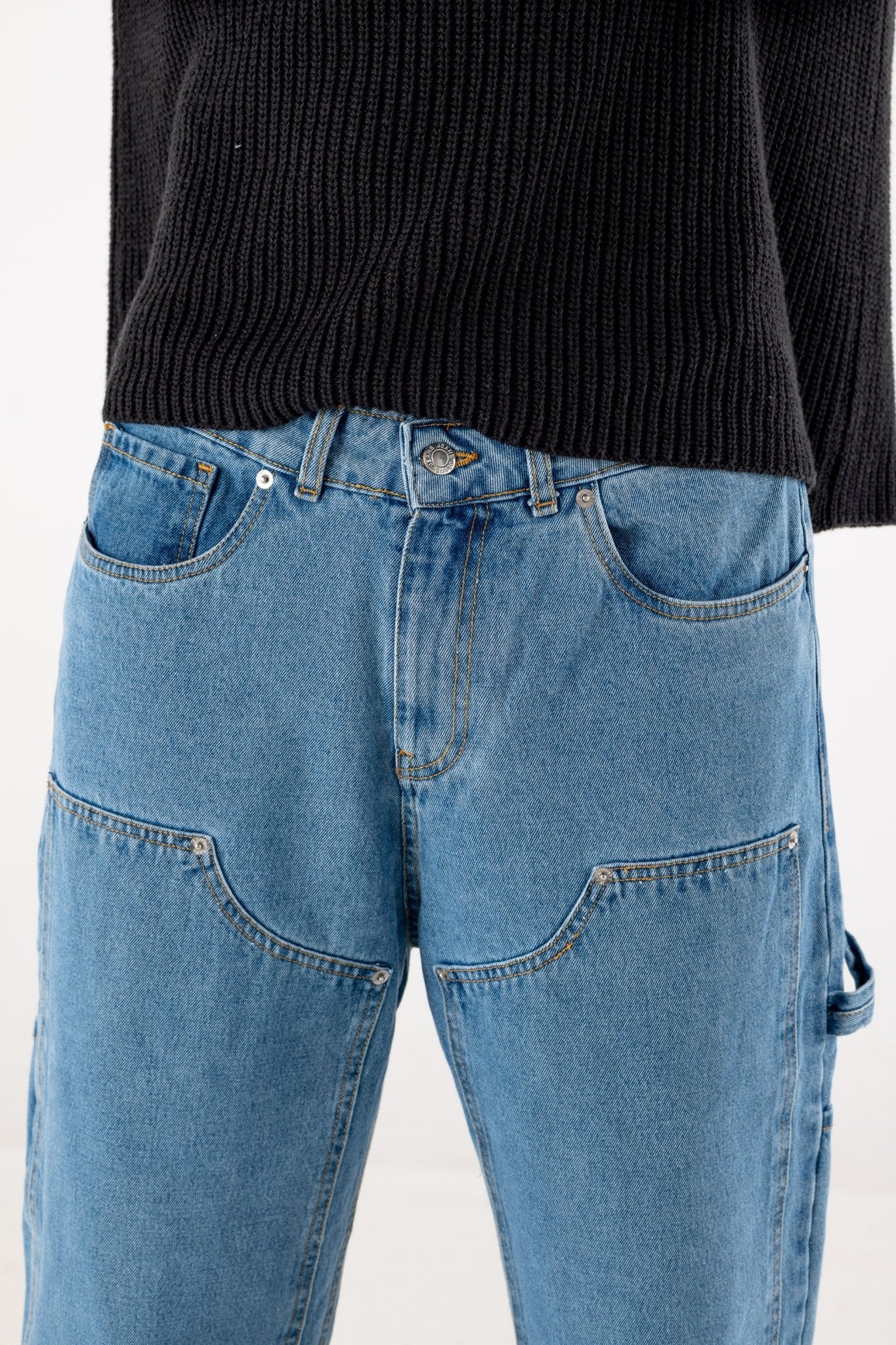 Carpenter Denim Pants “DE LA RUE À LA RUE” Light Blue - BASEDODICI®