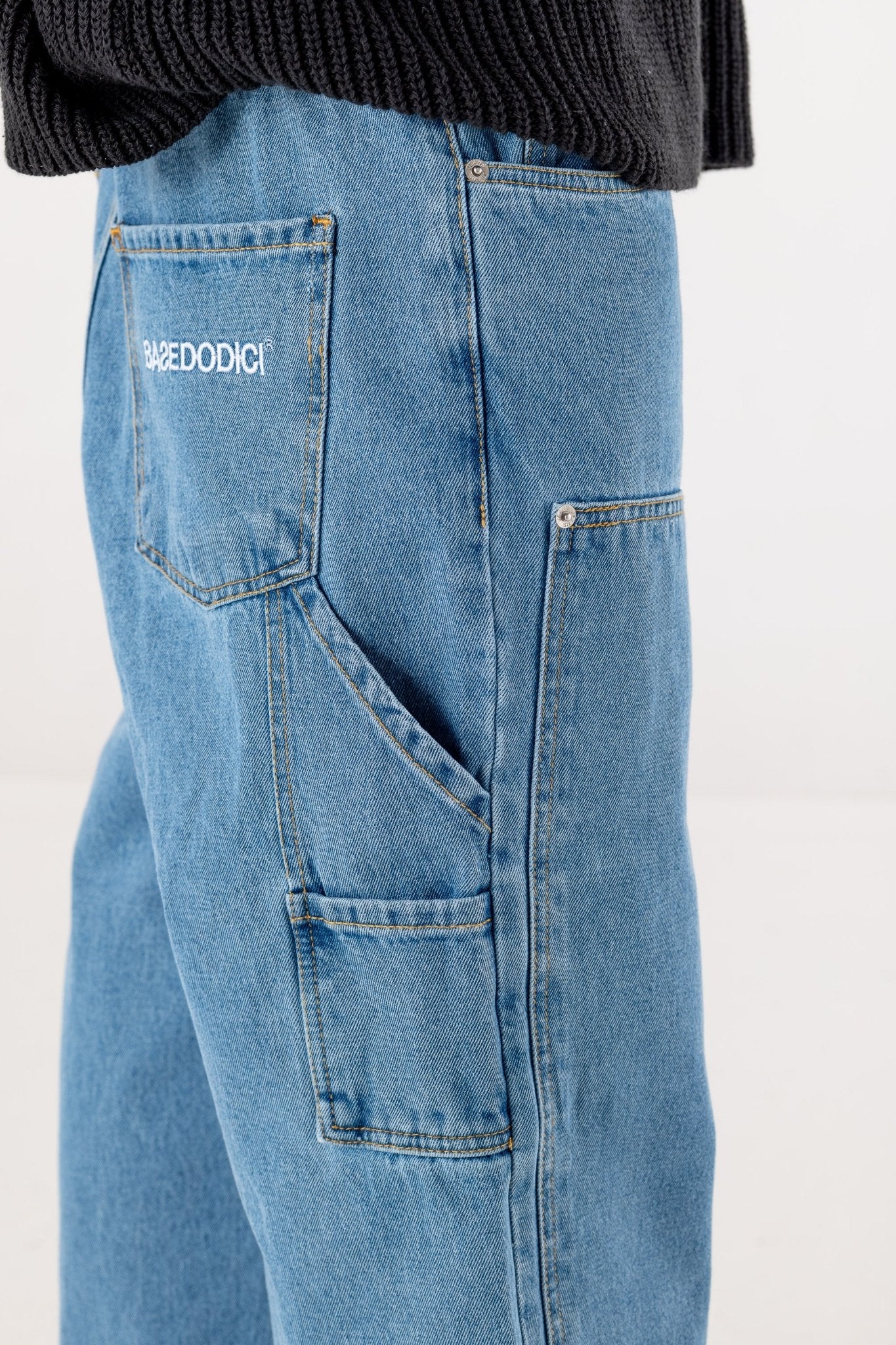 Carpenter Denim Pants “DE LA RUE À LA RUE” Light Blue - BASEDODICI®