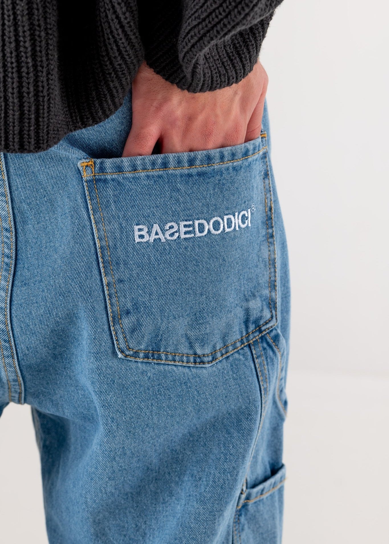 Carpenter Denim Pants “DE LA RUE À LA RUE” Light Blue - BASEDODICI®