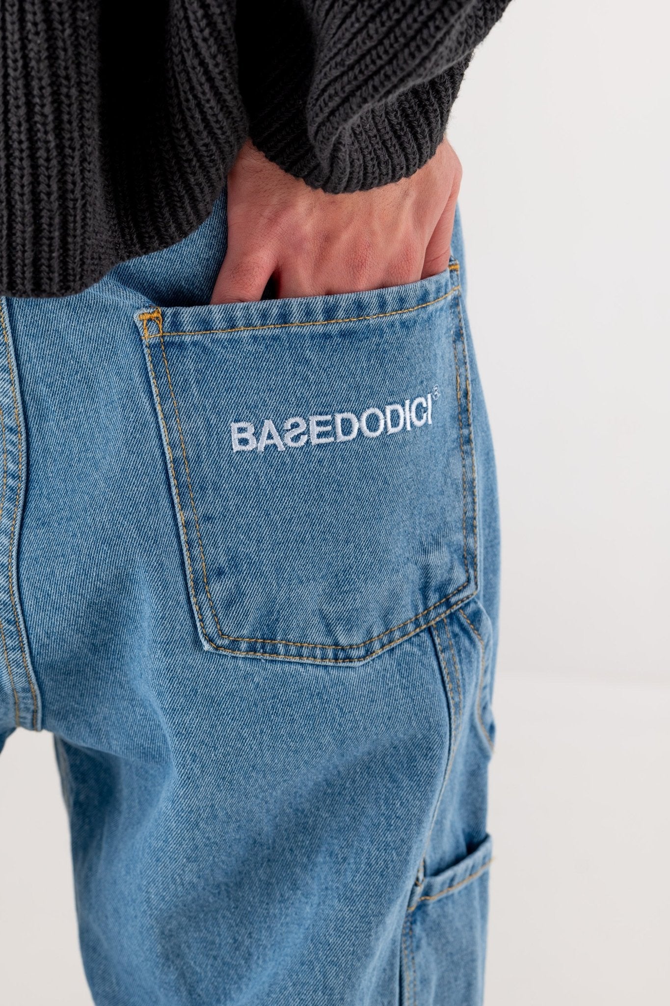 Carpenter Denim Pants “DE LA RUE À LA RUE” Light Blue - BASEDODICI®