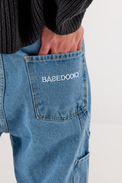 Carpenter Denim Pants “DE LA RUE À LA RUE” Light Blue - BASEDODICI®
