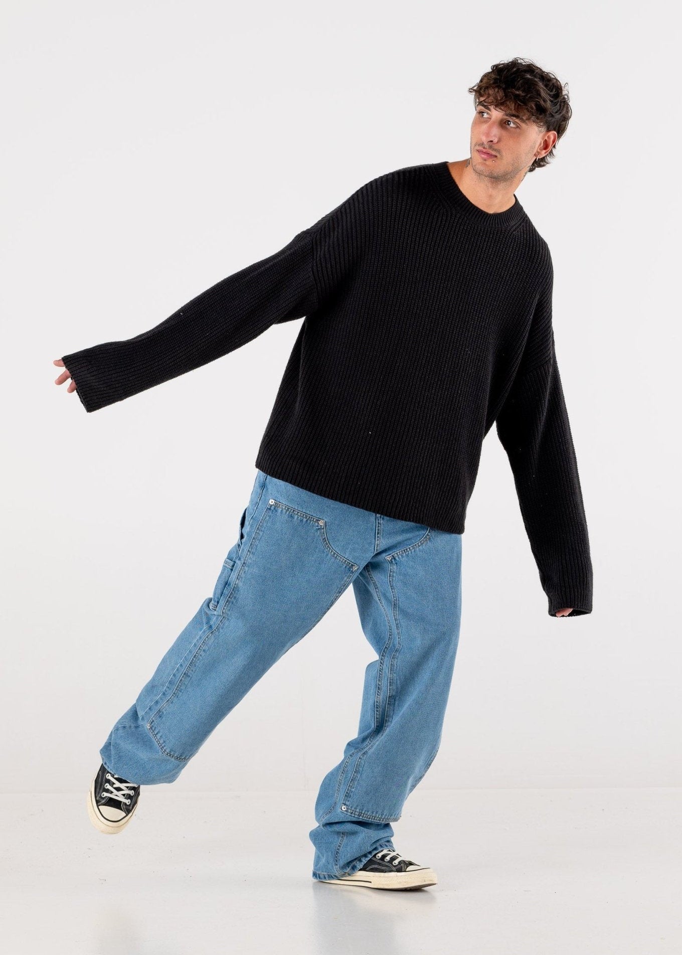 Carpenter Denim Pants “DE LA RUE À LA RUE” Light Blue - BASEDODICI®