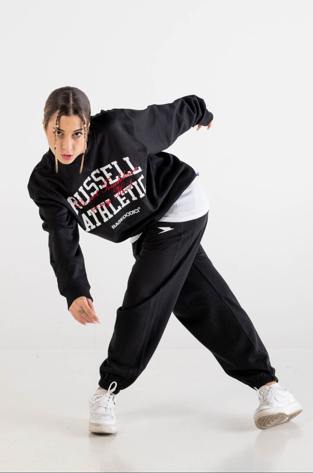 Crewneck “RUSSELLxBASEDODICI" Touchdown Black - BASEDODICI®