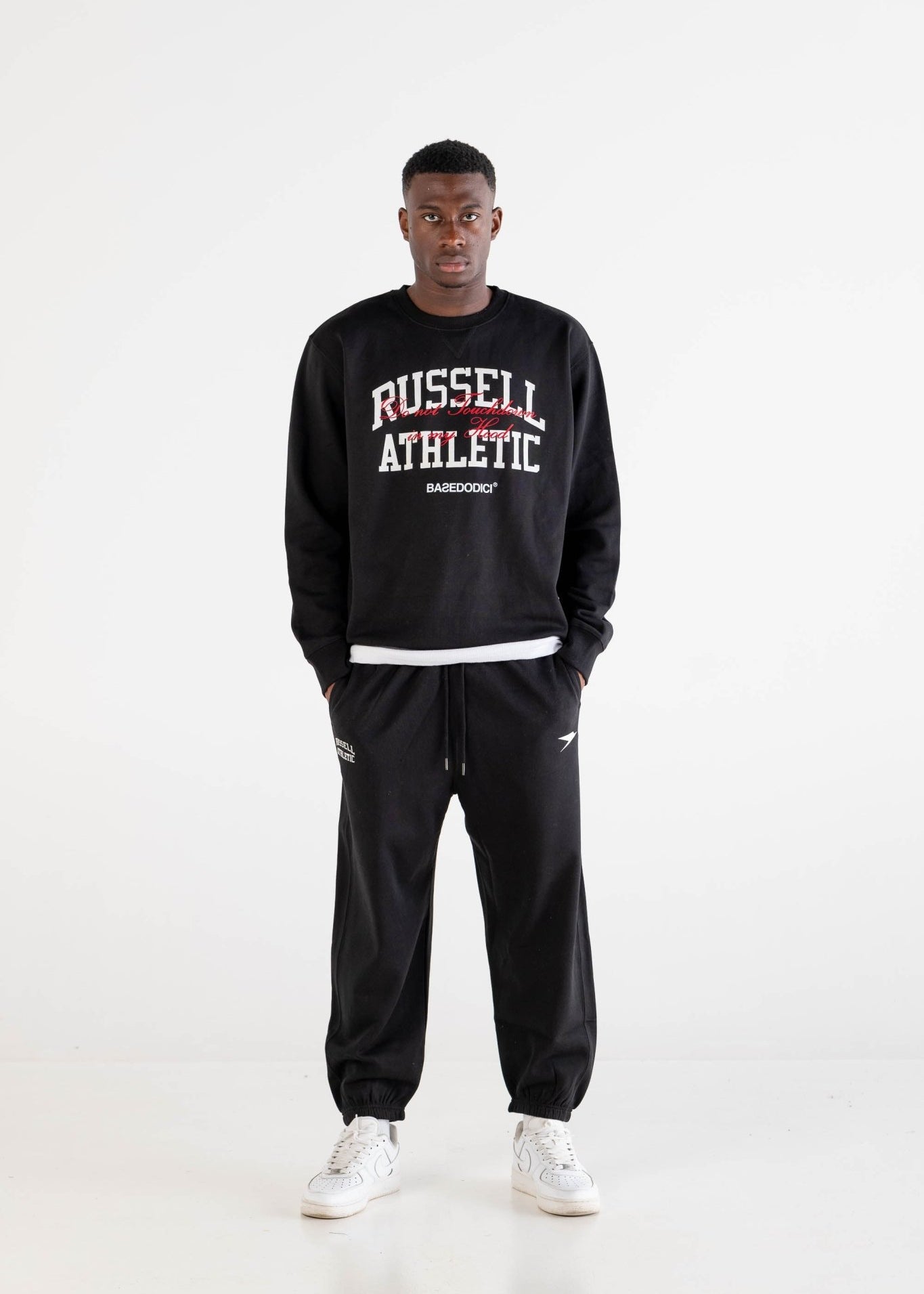 Crewneck “RUSSELLxBASEDODICI" Touchdown Black - BASEDODICI®