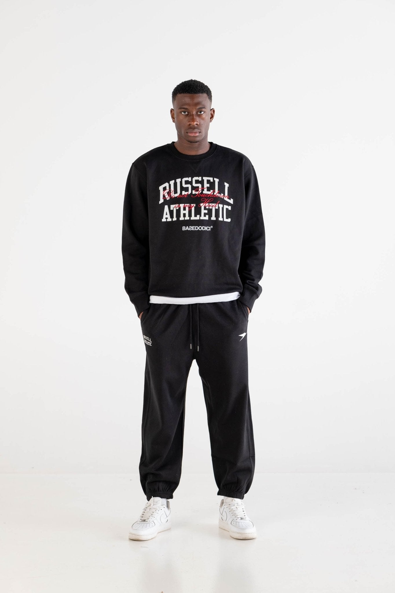 Crewneck “RUSSELLxBASEDODICI" Touchdown Black - BASEDODICI®