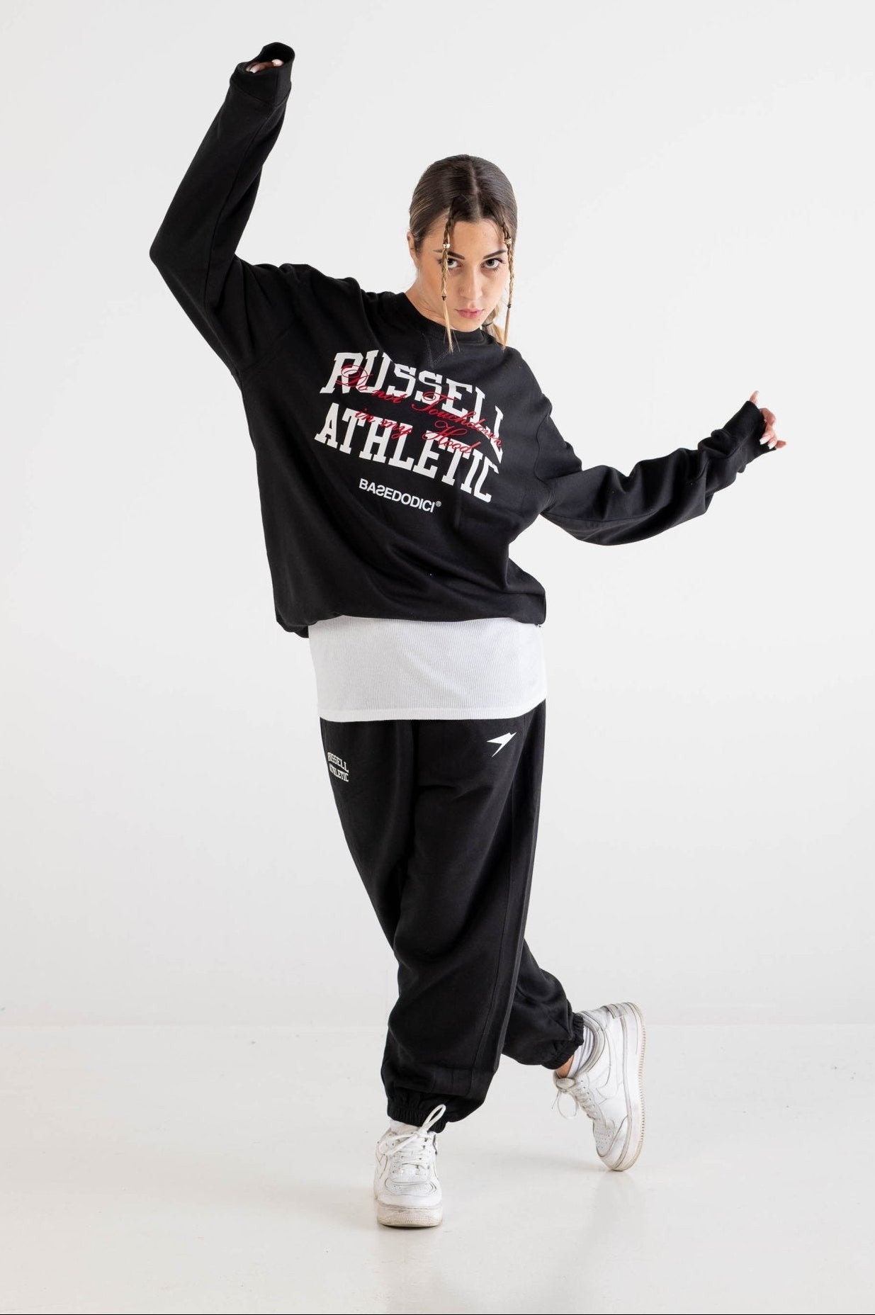 Crewneck “RUSSELLxBASEDODICI" Touchdown Black - BASEDODICI®