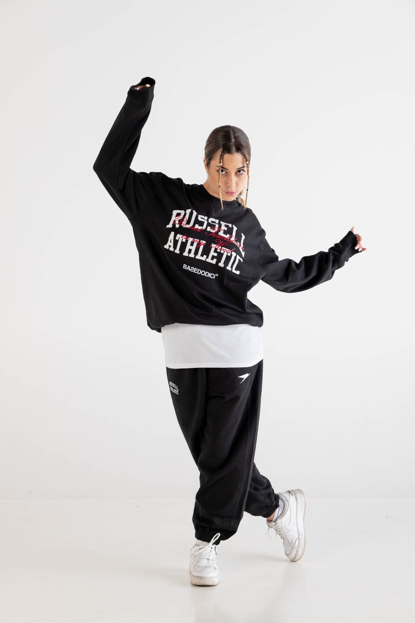 Crewneck “RUSSELLxBASEDODICI" Touchdown Black - BASEDODICI®
