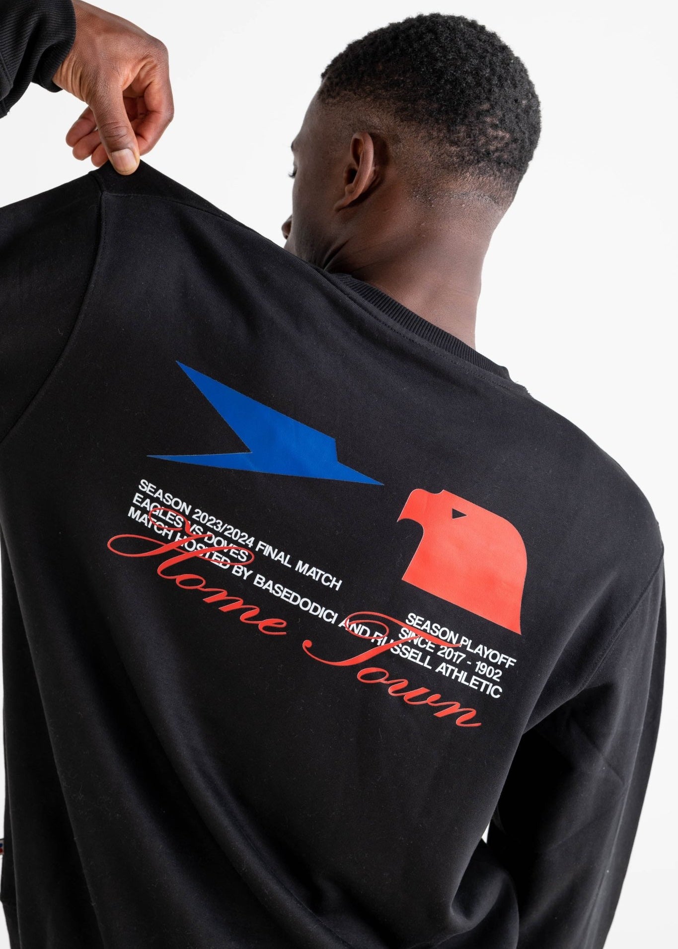Crewneck “RUSSELLxBASEDODICI" Touchdown Black - BASEDODICI®