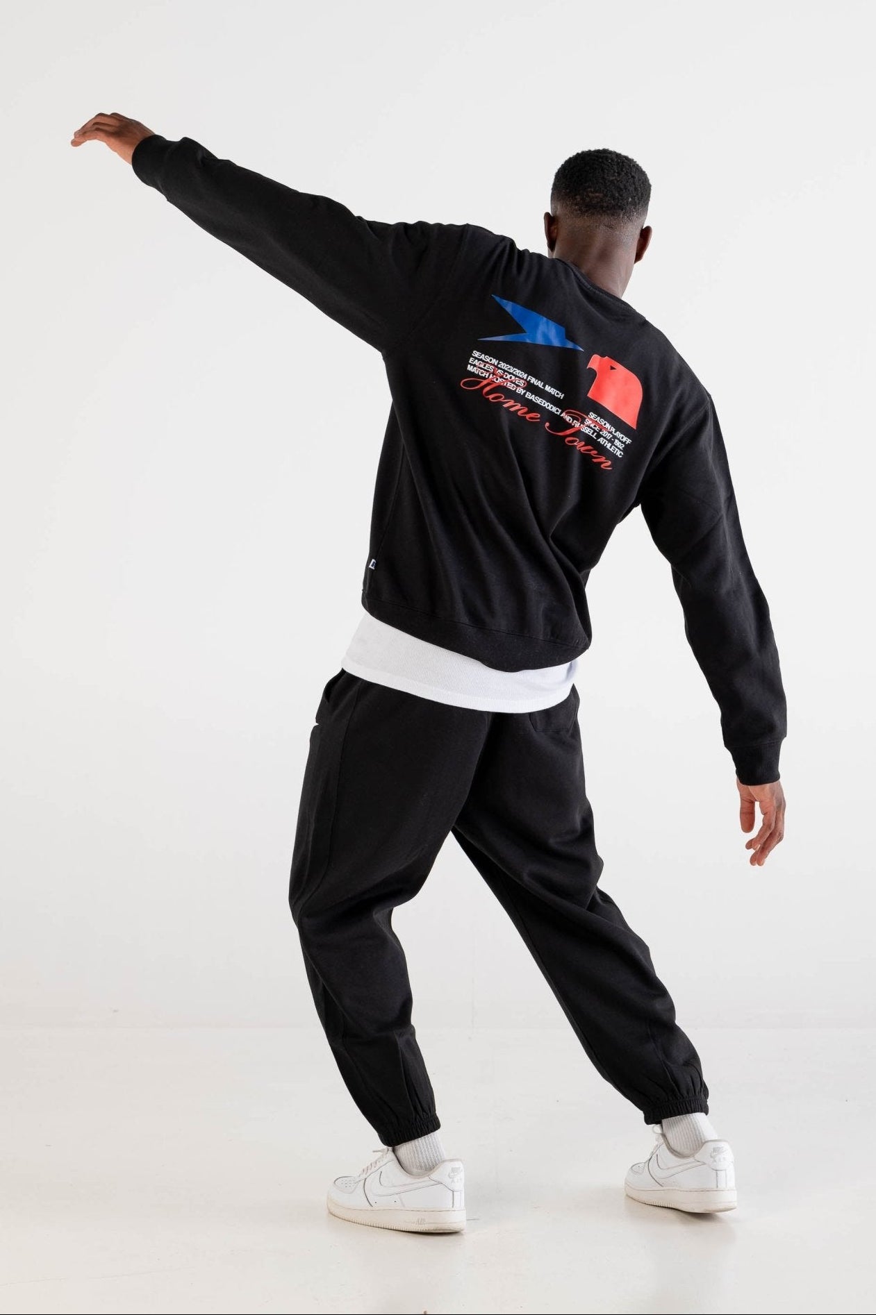 Crewneck “RUSSELLxBASEDODICI" Touchdown Black - BASEDODICI®
