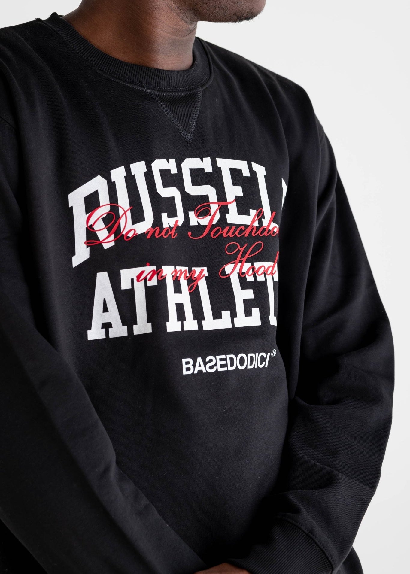 Crewneck “RUSSELLxBASEDODICI" Touchdown Black - BASEDODICI®