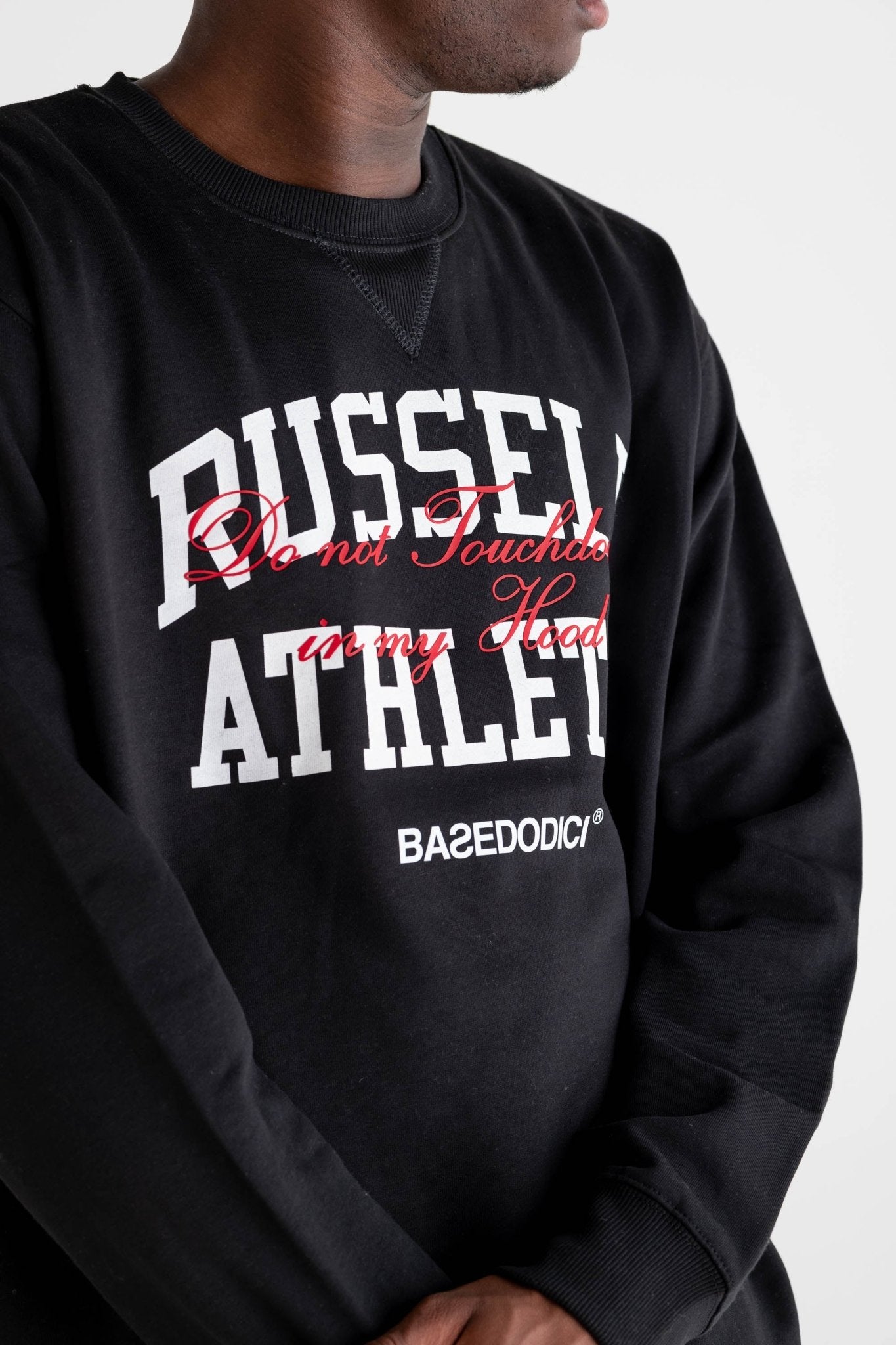 Crewneck “RUSSELLxBASEDODICI" Touchdown Black - BASEDODICI®