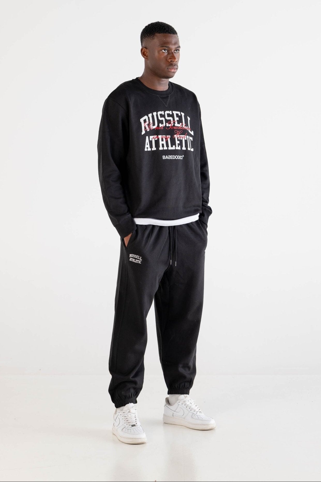 Crewneck “RUSSELLxBASEDODICI" Touchdown Black - BASEDODICI®
