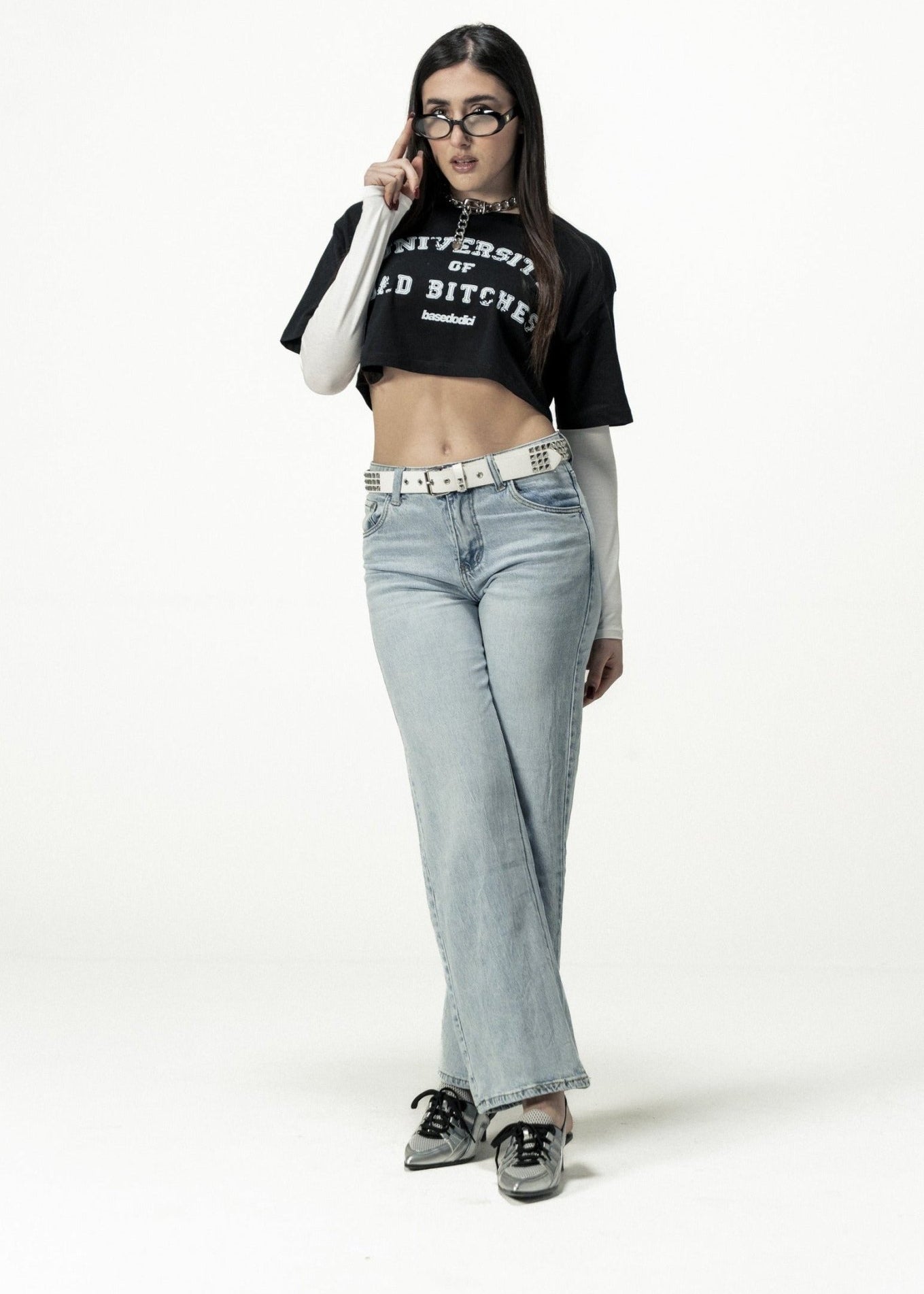 Crop Tee "DIVA" University Black - BASEDODICI®