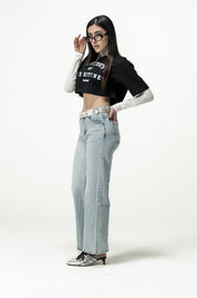 Crop Tee "DIVA" University Black - BASEDODICI®