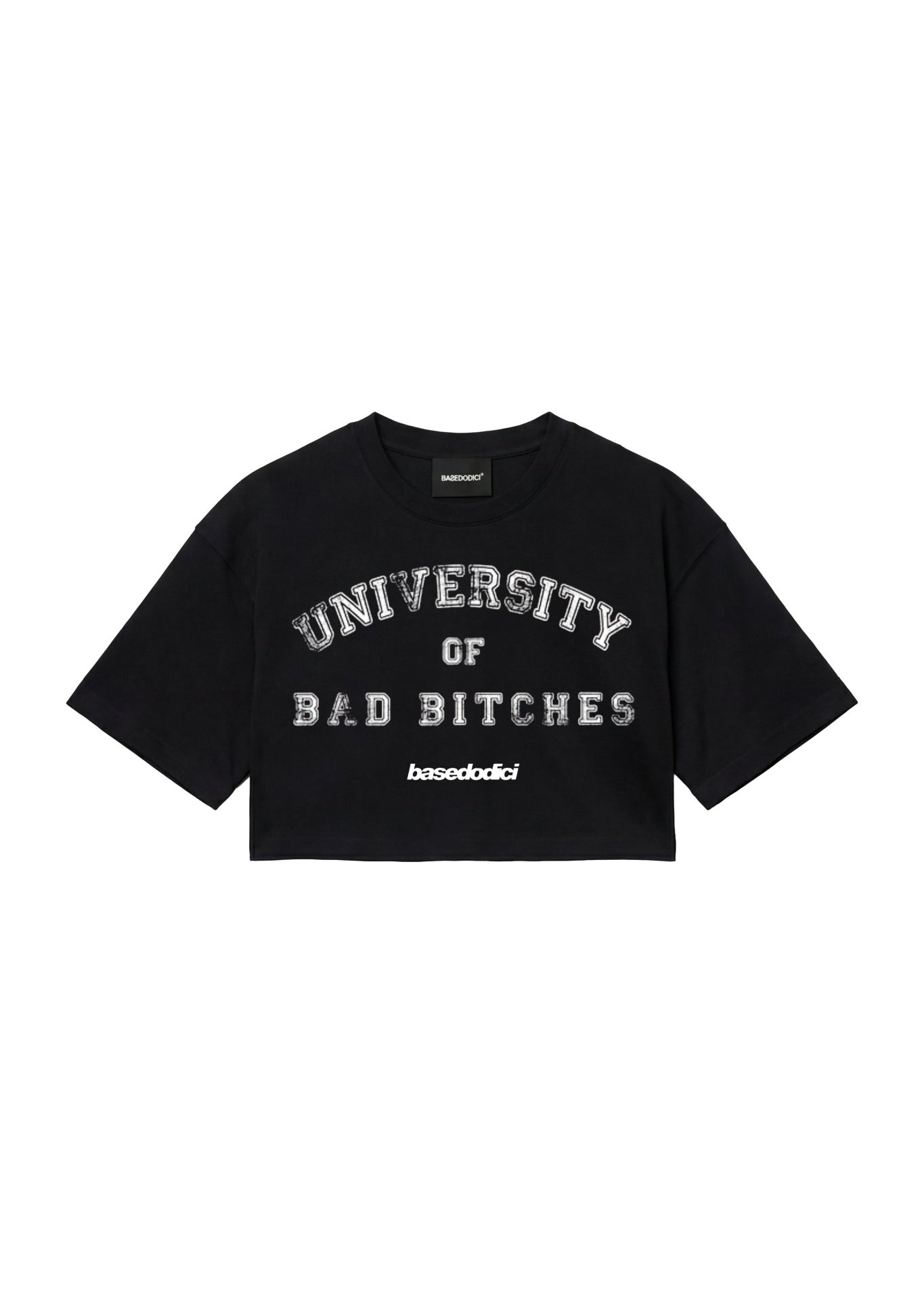 Crop Tee "DIVA" University Black - BASEDODICI®