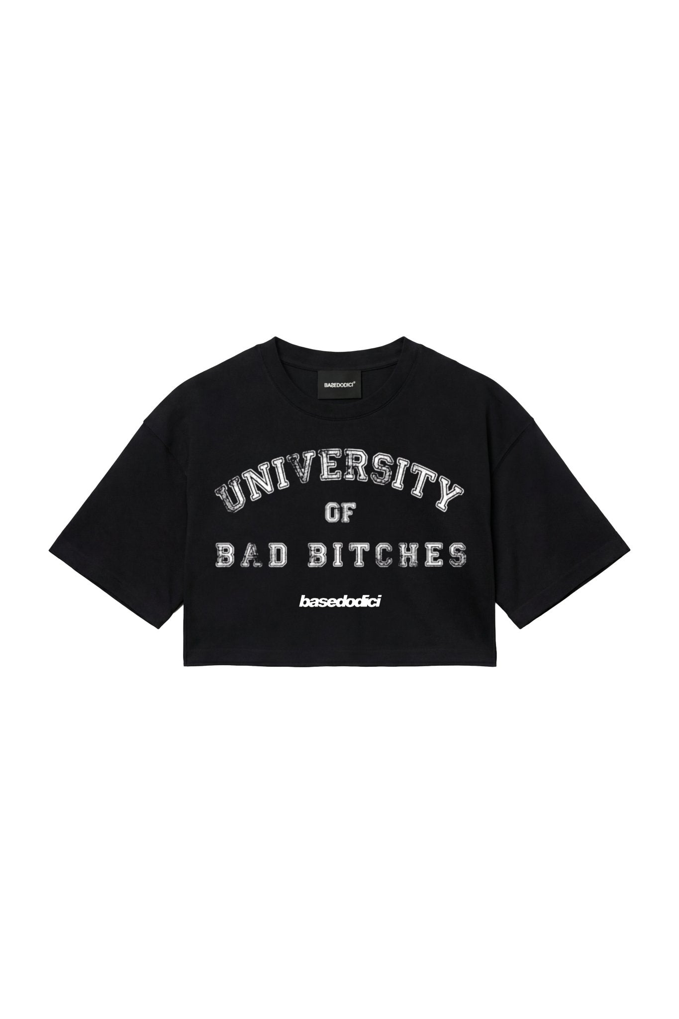 Crop Tee "DIVA" University Black - BASEDODICI®