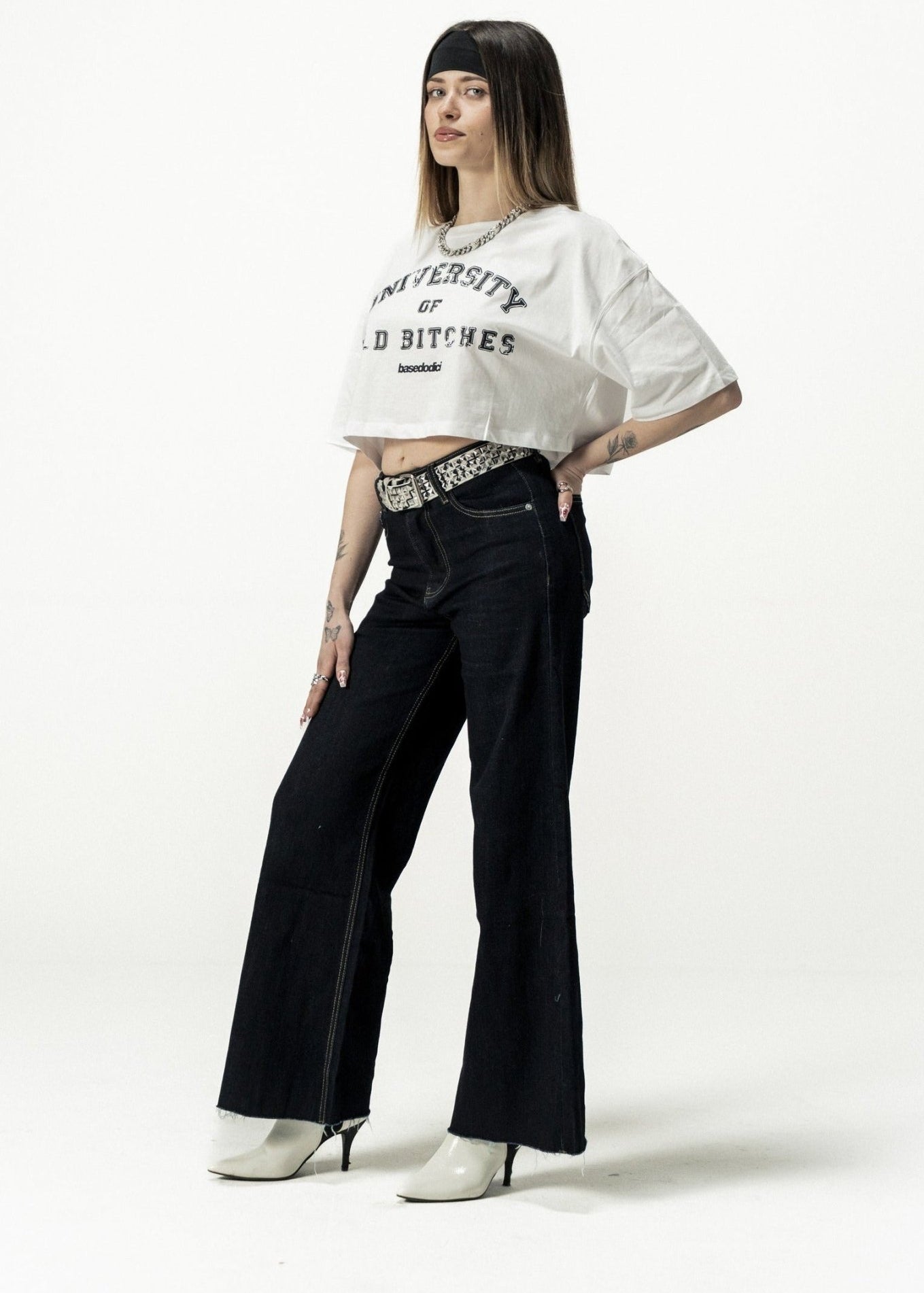 Crop Tee "DIVA" University White - BASEDODICI®